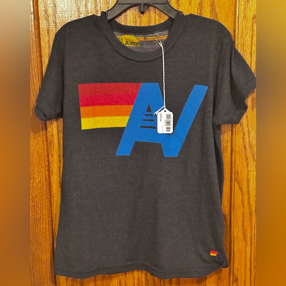 Aviator Nation Kids Logo Tee Charcoal & Multicolor Size 8 Unisex - Picture 5 of 9